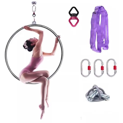 Aro aéreo Lyra, Aro aéreo, Juego de aros aéreos, Aro aéreo Lyra de un solo punto, Aro de acero inoxidable, Aro de yoga, Equipo aéreo de circo, para actuaciones acrobáticas, Fitness aéreo, 90 cm (