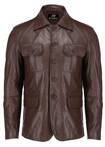 Image of Jild Lambskin Leather Jacket Men Casual Coat - Notched Collar Classic Bond's Style Ultimate Leather Blazer for Men