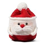 Kncco-Mdt Crochet Santa Drawstring Bag, Handmade Bag for Candy Treats Small Gifts, Cute Holiday Party Favor Pouch Reusable Crochet Storage Bag for Family Stocking Stuffer Christmas Decor