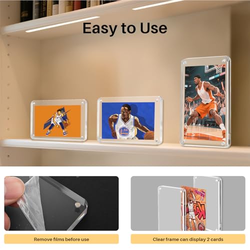 Yncotte 2 Packs Card Display Stand, Strong Magnetic Acrylic Trading Card Display Frames, Thickened Stable Support for Baseball & Sports Card Display Case with 2 Card Sleeve by Yncotte - Image 4