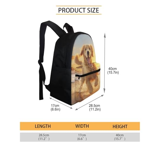 Golden Retriever School Backpack for Teen Girls Bookbags with Lunch Box Kids Pencil Case, Middle School Boys Schoolbag 15.6 inch Rucksack Water Bottle Carrier 750 Ml-1000 Ml2