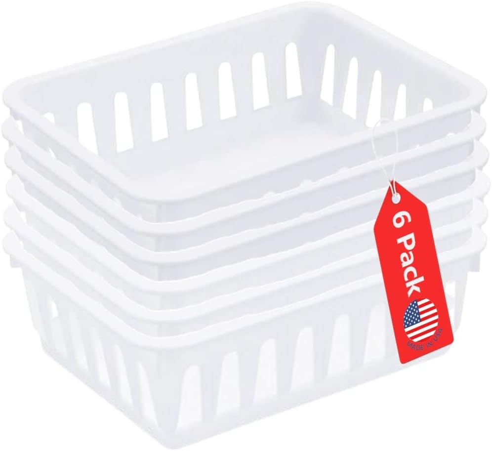Tribello Home Storage and Organizer Tray - White - 4 Pack - Mini - 6 x 5x 2