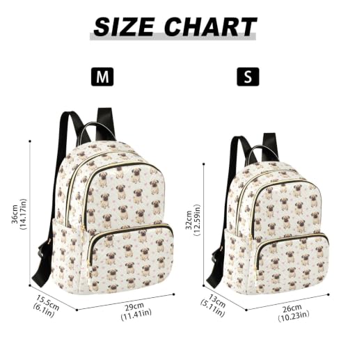 Mochila con múltiples bolsillos y estampado tierno de perros carlino S 3