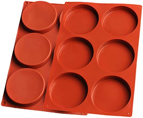 Image of First Try 6-Cavity Medium Round Silicone Disc Cake Mold, Flat Round Shape Pack Non-Stick Baking Molds Cake, Candy, Soap, Resin Art
