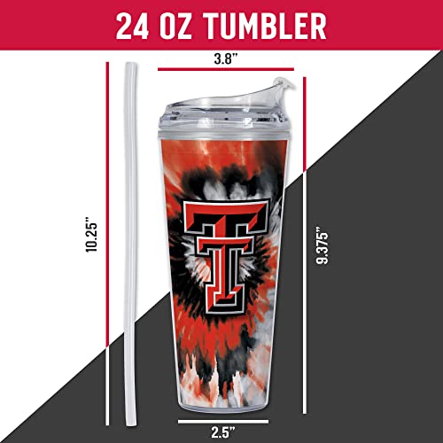 Image of Rico Industries NCAA Glitter 24oz Acrylic Glitter Tumbler with Hinged Lid, Officially Licensed Double Wall Tumbler with Straw