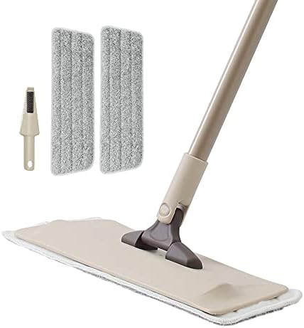 Eyliden Mop for Floor Cleaning with 2pcs Microfiber Machine Washable and Easy to Remove Mops Pads - 360° Rotating Head, Cleaning Scraper, Telescopic Handle Flat Mop for Hardwood Laminate Tile Floors