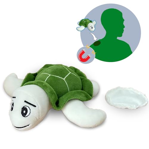 Winltendty Magnetic Shoulder Turtle Plush Toy - 6.5 Inch Stuffed Animal, Soft Cute Tortoise for Kids, Ocean Animal Nursery Decor, Birthday Gift (Green)