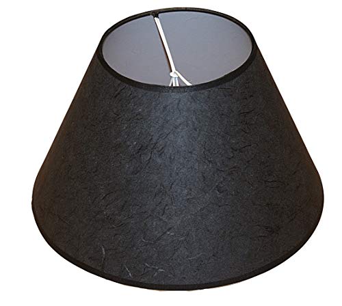 Pantalla 315 x 150 x 175 mm Base x Altura | Cono | Papel de arroz Negro | Aplicado a Bombillas Grandes | Para lámparas de mesa, lámparas de pie | Pantalla 31,5 x 15 x 17,5 cm | Pantalla de 31 cm