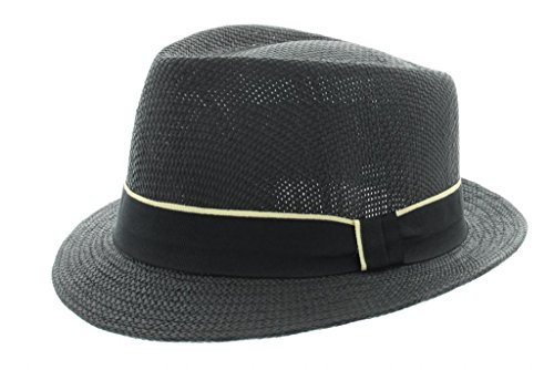 Short Brim Panama Fedora Black