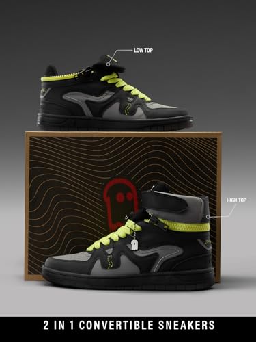 Image of The Souled Store UBZ Convertible: Shuttle 2-in-1 High Top Low Top Sneaker Textured PU and Padded Mesh Breathable Flexible Sole Streetwear Casual Sneakers for Men UK 6-11