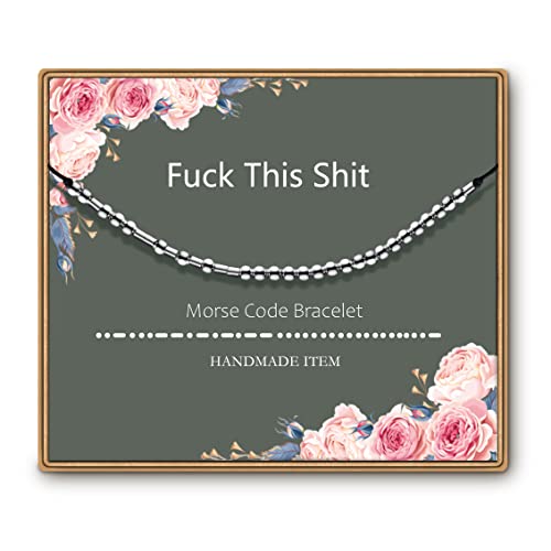 ASELFAD Luck This S-hi-t Morse Code Bracelet, Funny Birthday Gifts for Women,Retirement Gift, Birthday Present, Best Friend Gift, Commemorative gift