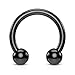 Fifth Cue Titanium IP Over 316L Surgical Steel Circular Horseshoe Barbells - CHOOSE COLOR/SIZE (Black | 8GA | 9/16-14mm w/6mm Balls)
