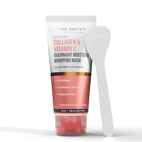 Image of Dr. Sheth's Collagen & Vitamin C Overnight Wrapping Mask | Firms & Brightens Skin | Deep Hydration for Plump | Dewy Glow | 50 ml