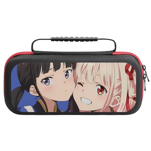 Switch ケース かわいい リコリス・リコイル 井ノ上たきな 錦木千束 スイッチ 収納ケース カバー ナイロン素材 全面保護 防塵/防水/防汚/耐衝撃 26x11.5x5.2cm Switchに対応 保護用ハードケース 大容量な収納力 アクセサリーポー