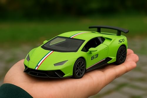 Image of 1:36 Scale Lamborghini Die-Cast Car - Alloy Pull Back Toy Vehicle with Openable Doors - Sports Car Model with Realistic Detailing for Boys, Kids & Collectors (Color As Per Stock)