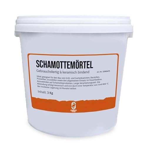 Feuerfest 123 - Schamottemörtel [Menge 3 kg] - Für Kaminöfen, Öfen & Grills - Feuerfester Mörtel 1.450 °C hitzebeständig - keramische Abbindung - Kaminmörtel Reparaturmörtel für Schamotte