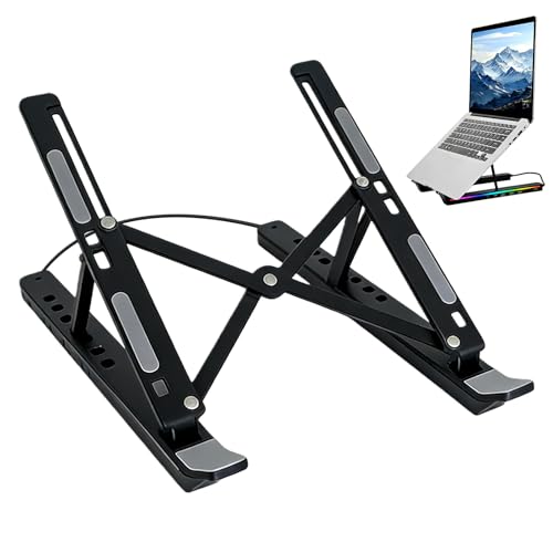 Soporte Para Portátil Con Base De Acoplamiento - Sujetador Plegable para Tablet con Enfriamiento y USB,Base De Acoplamiento Con Iluminación RGB | Para Trabajo Oficina Hogar Escritorio Ordenador Monito