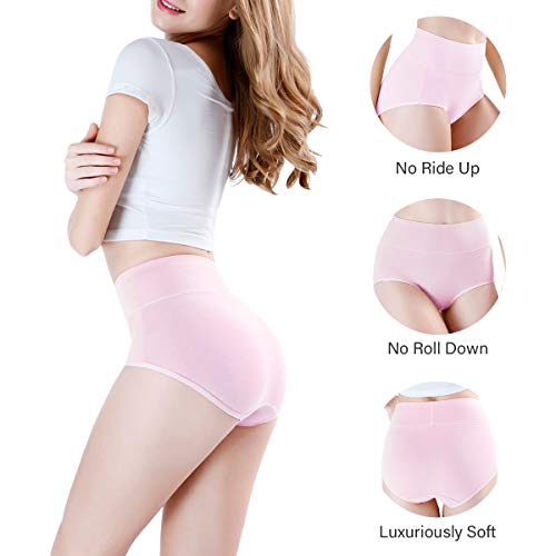 Image of wirarpa Women's Cotton Underwear High Waist Full Coverage Brief Panty Multipack