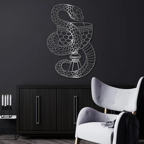 Yemwot Bowl of Hygieia Metal Wall Art, Metal Snake Wall