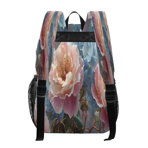 Rose Flower Blue Hydrangea Clear Backpack Heavy Duty See Through Transparent PVC BookBag for Kids Boy Girl School Work3