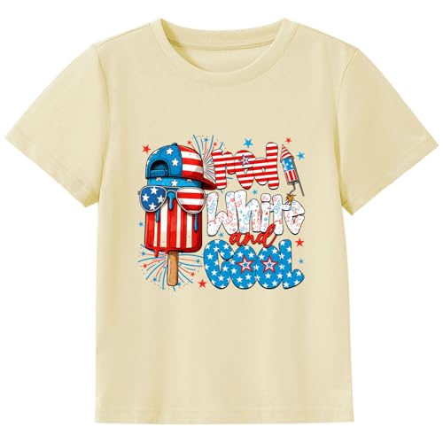 Image of Kids 4th of July Shirt USA Flag Clothes Toddler Boys Girls Children Patriotic Tee Tops 1-7 Years