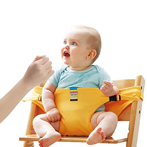 Lychee Harness Seat for High Chair Baby Feeding Safety Seat with Strap, Toddler Booster Harness Belt Portable Dining Seat Strap for Travel Home Restaurant Shopping (Yellow)