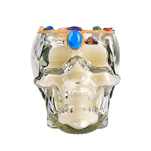 Jic Gem Skull Scented Candle Natural Gemstone Large Glass Jar Crystal Candle For Meditation Home Decor #TOP18