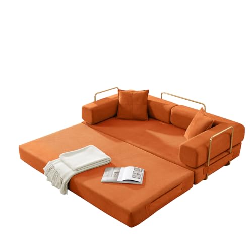 Image of HANXIN Convertible Sleeper Sofa Bed, 78 Inch Folding Floor Mattress Couch with Fixed-Shape Frame, Futon Boneless Couch Lounge Loveseat with Pull Out Bed, No Assembly Required