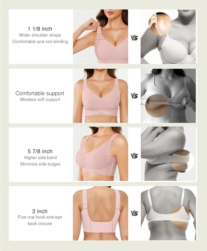 Popilush Wireless Bras for Women Full Coverage Wide Straps Comfort Bralette Support Push Up Bra No Underwire4
