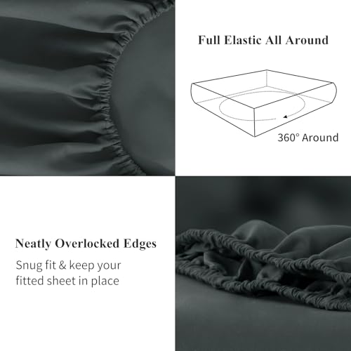 Super King Fitted Sheet Deep Fit - Dark Grey Superking Size Bed Sheet Extra Deep Pocket 16 inch (40 cm), Soft Brushed Microfiber Mattress Bottom Bedding Sheet, 183x200cm - Image 5