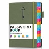 hi!SCI Password Keeper Book with Colorful Alphabetical Tabs, Hardcover Password Log-book for Internet Password and Website Address, 5.8'×8.4' Password Notebook for Home Office (Sage Green)