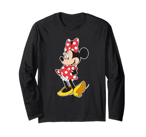 T-shirt Minnie Mouse Disney à manches longues classique pour femme en coton noir