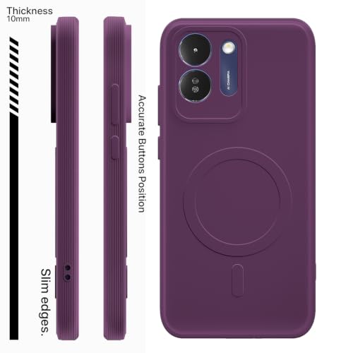 Image of Outlouders Back Cover for Poco M8x 5G | Soft Matte Silicone | Slim Fit | Magnetic-Safe Logo Design (Magnetic-Safe Not Compatible) | Shockproof | Camera Protection Bumper Case (Purple)
