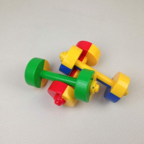 TOYANDONA 1 Pair Kids Dumbbells Toy Plastic Hand Barbells Gym Morning Exercise Fitness Sport Toy Pet Chew Toy For Children Toddlers (Red+Yellow) - Image 4