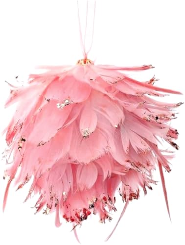 Boule de plumes roses suspension magique pour Noël en famille