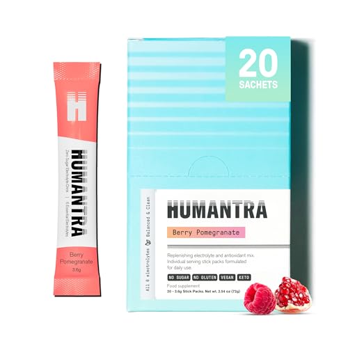 Humantra Hydration Packets | Zero Calorie Zero Sugar Electrolyte Hydration Multiplier w/Essential Minerals Boost Immune & Metabolic Functions | Electrolytes Powder (20 count Berry Pomegranate)