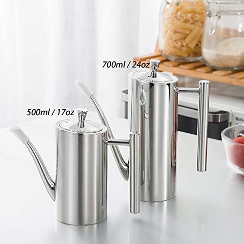 Sumerflos Olive Oil Dispenser Bottle Stainless Steel, 700Ml/24Oz Drip-Free Pouring Oil Pot, Large Oil Storage Container For Salad And Kitchen Cooking #TOP6