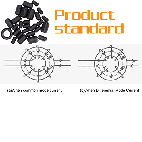Taigoehua 27 Pieces Rfi Emi Noise Suppressor Cable Clip For 3Mm/ 5Mm/ 7Mm/ 9Mm/ 13Mm Diameter Cable With 40X24X16Mm Ferrite Ring Toroid Core Iron (Black) #TOP7