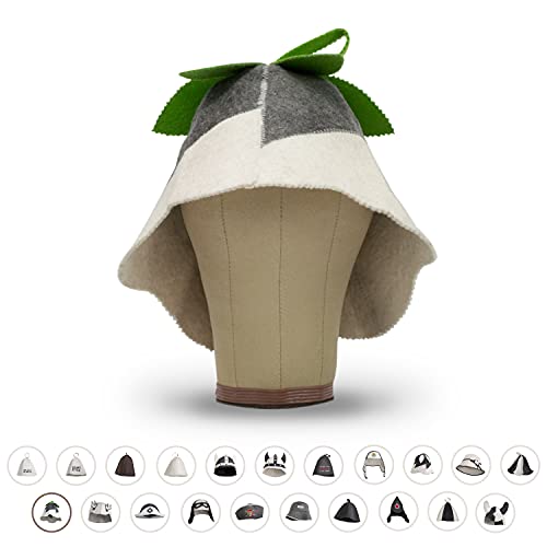LoWell® Saunahut - Filzhut für Damen und Herren inkl. Sauna-Ratgeber - Ideales Sauna Zubehör für ein einzigartiges Wellness Erlebnis - Motiv Glöckchen (grün) - Saunamütze Saunakappe