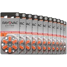 Rayovac Extra hearing aid batteries size 13. Long-lasting mercury-free zinc-air hearing aid batteries - 1.45v. 60 batteries