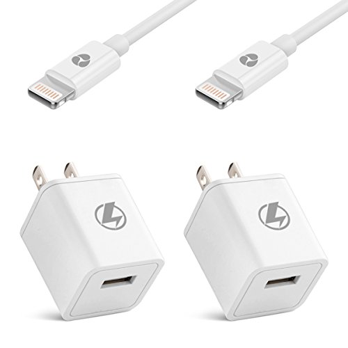 AASAMA ™ Certified 8 Pin Lightning to USB Cable with 5W 1A Power Adapter (2 Pack)