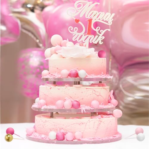 BOUBONI 48 Pcs Balls Cake Topper Decorations Balloon Cupcake Toppers Foam Cake Topper Balls Cake Balls Decorations for Birthday Party Wedding Anniversary Cake Decorating (Rose Red, Pink, White, Gold) by BOUBONI - Used condition - Image 5