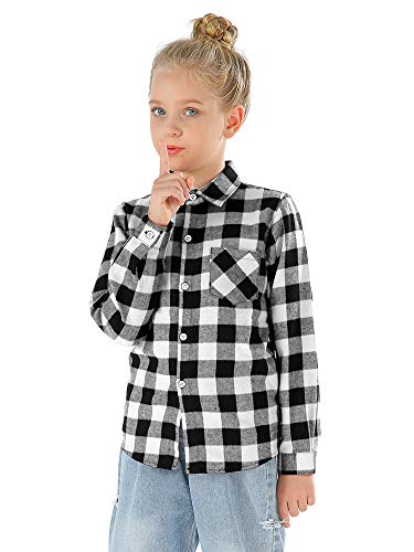 Image of OCHENTA Men's & Boys Flannel Shirts Button Down Long Sleeve Plaid Shirt Family Matching Outfits