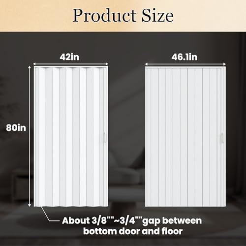 Image of SmartStandard 42 inch x 80 inch Accordion Doors Interior, Double Walled, White