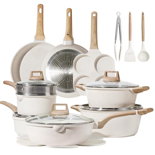 CAROTE 21-Piece White Granite Cookware Set