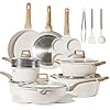 Carote 21pcs pots and pans set nonstick cookware sets white granite induction cookware non stick cooking set wfrying pans saucepanspfos pfoa free  urban country home decor
