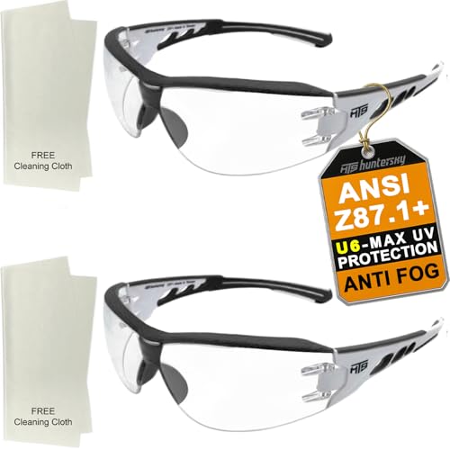 Image of HTS HUNTERSKY Super Flexible Lightweight Anti Fog Wrap-Around U6 Clear Shooting Safety Glasses with ANSI Z87.1 Scratch Resist