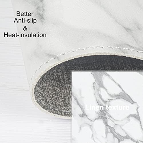 Wayifon Faux Leather Heat Resistant Placemats For Dining Table Set Of 6, Waterproof Wipeable Washable Pu Table Mats,Marble White/Grey #TOP2