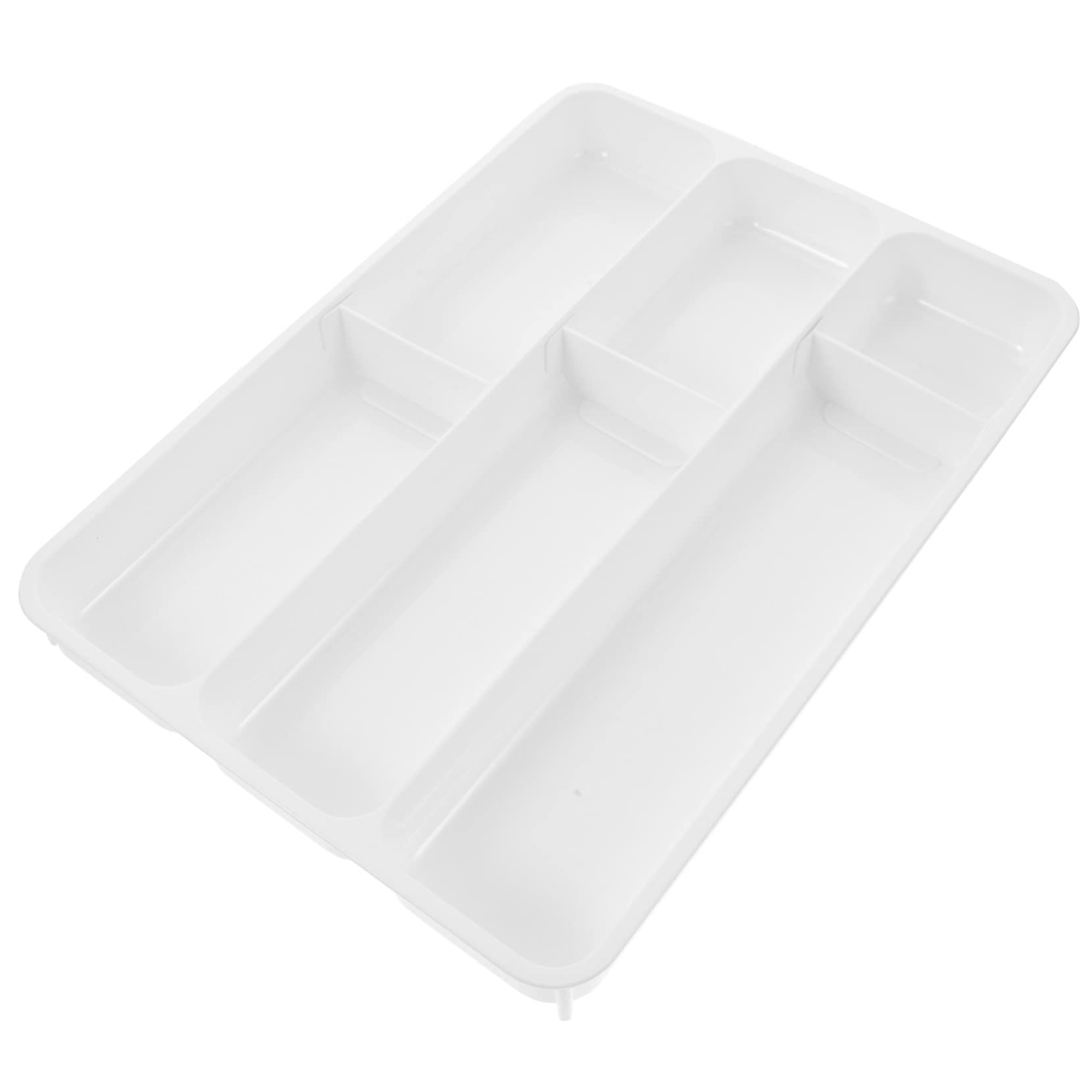 Caja de Almacenamiento de Cubiertos Extensible de PP Blanco