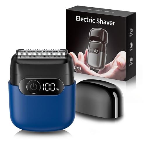 Image of Electric Razor for Men, Foil Shaver and Beard Trimmer | For Dry And Wet,Battery LED Display USB-C Fast Charge, IPX7 Waterproof Portable Travel Shaver (Blue)